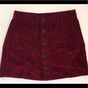American Eagle red velvet mini skirt
